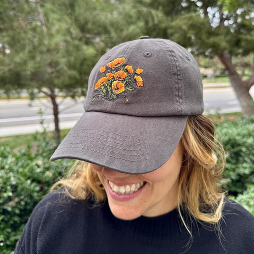 California Poppy Embroidered Hat